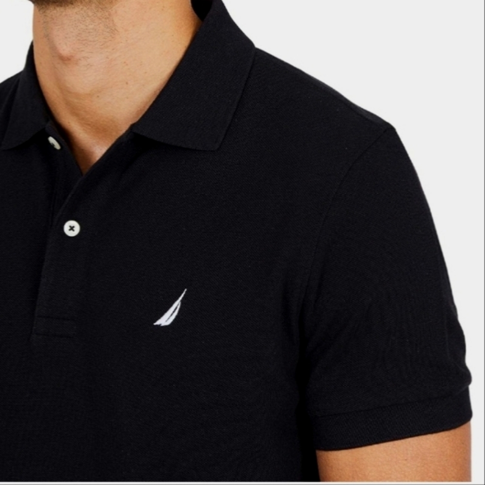 NWT Nautica Men's Collared Smin Fit Polo Shirt in Black -Size Small